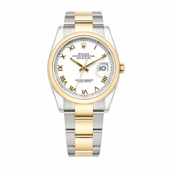 Rolex Datejust 36MM White Roman Dial 126203 Two Tone Watch